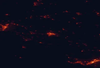 Satellite night-light map of the 50 km around Vannes, with Lorient, Saint-Nazaire and Séné marked