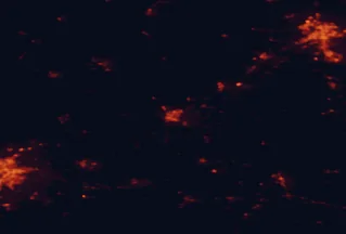 Satellite night-light map of the 50 km around Blois, with Tours, Orléans and Vendôme marked