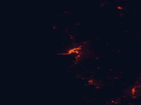 Satellite night-light map of the 50 km around Ajaccio, with Porto-Vecchio, Corte and Propriano marked
