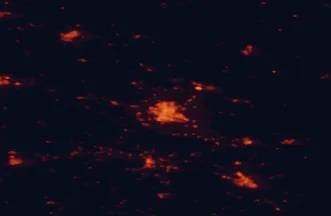 Satellite night-light map of the 50 km around Reims, with Châlons-en-Champagne, Épernay and Laon marked