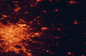 Satellite night-light map of the 50 km around Meaux, with Paris, Marne La Vallée and Paris 15 Vaugirard marked