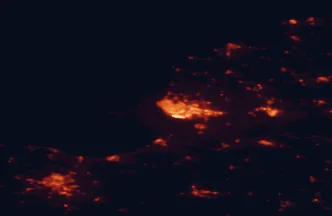 Satellite night-light map of the 50 km around Le Havre, with Caen, Montivilliers and Harfleur marked