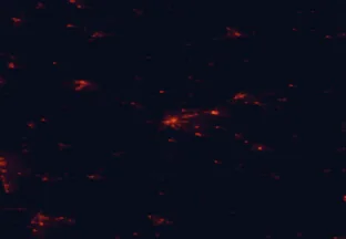 Satellite night-light map of the 50 km around Niort, with Rochefort, Fontenay-le-Comte and Aiffres marked