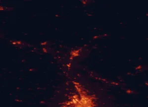 Satellite night-light map of the 50 km around Montauban, with Toulouse, Colomiers and Blagnac marked
