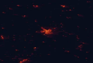 Satellite night-light map of the 50 km around Angers, with Avrillé, Cholet and Les Ponts-de-Cé marked