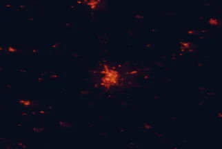 Satellite night-light map of the 50 km around Le Mans, with Allonnes, La Flèche and Changé marked