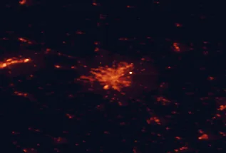 Satellite night-light map of the 50 km around Nantes, with Saint-Herblain, Orvault and Vertou marked