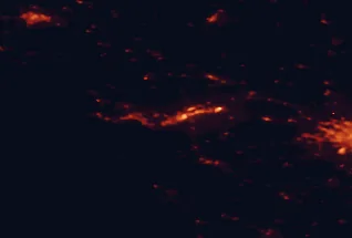 Satellite night-light map of the 50 km around Saint-Nazaire, with Saint-Herblain, La Baule-Escoublac and Vannes marked