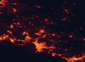 Satellite night-light map of the 50 km around Aix-en-Provence, with Marseille, Toulon and Vitrolles marked
