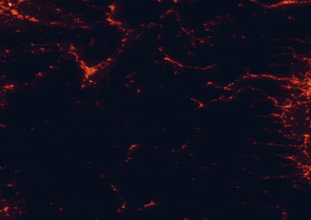 Satellite night-light map of the 100 km around Écrins National Park, with Grenoble, Gap and Chambéry marked
