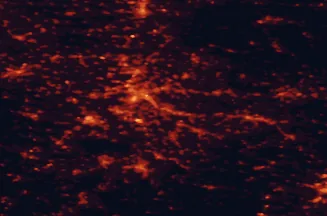 Satellite night-light map of the 50 km around Esslingen, with Stuttgart, Ludwigsburg and Reutlingen marked