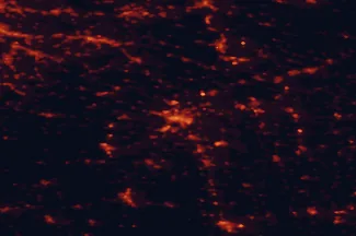 Satellite night-light map of the 50 km around Ulm, with Senden, Heidenheim an der Brenz and Göppingen marked