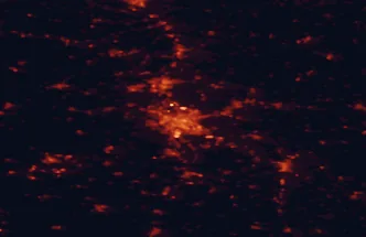 Satellite night-light map of the 50 km around Nuremberg, with Fürth, Erlangen and Schwabach marked