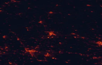 Satellite night-light map of the 50 km around Schweinfurt, with Würzburg, Bad Kissingen and Schonungen marked