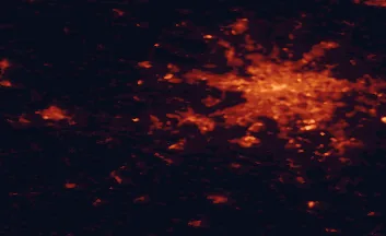 Satellite night-light map of the 50 km around Potsdam, with Berlin, Falkensee and Brandenburg an der Havel marked