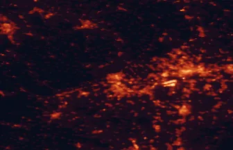 Satellite night-light map of the 50 km around Wiesbaden, with Frankfurt am Main, Mainz and Darmstadt marked