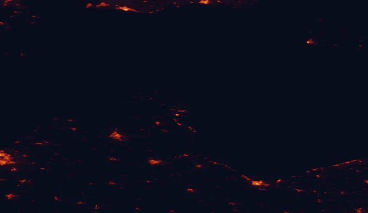 Satellite night-light map of the 100 km around Jasmund National Park, with Stralsund, Universitäts- und Hansestadt Greifswald and Świnoujście marked