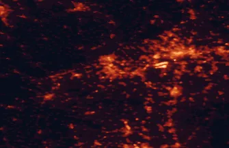 Satellite night-light map of the 50 km around Mainz, with Frankfurt am Main, Wiesbaden and Darmstadt marked