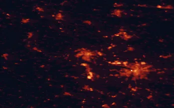 Satellite night-light map of the 50 km around Halle, with Leipzig, Merseburg and Dessau marked