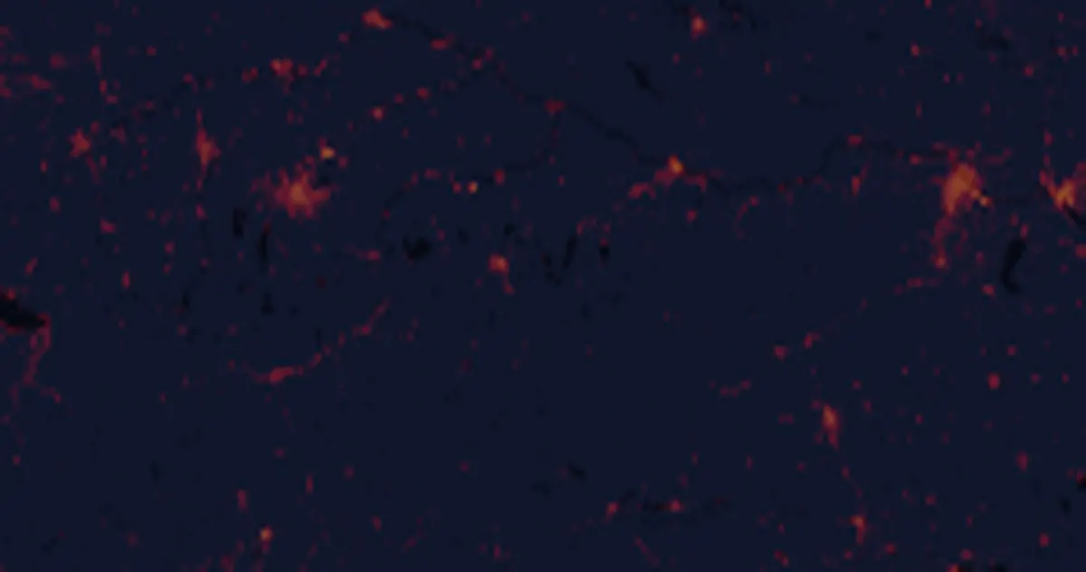 Night-lights map of Austria with every place colored by its Milky Way core nights in 2027