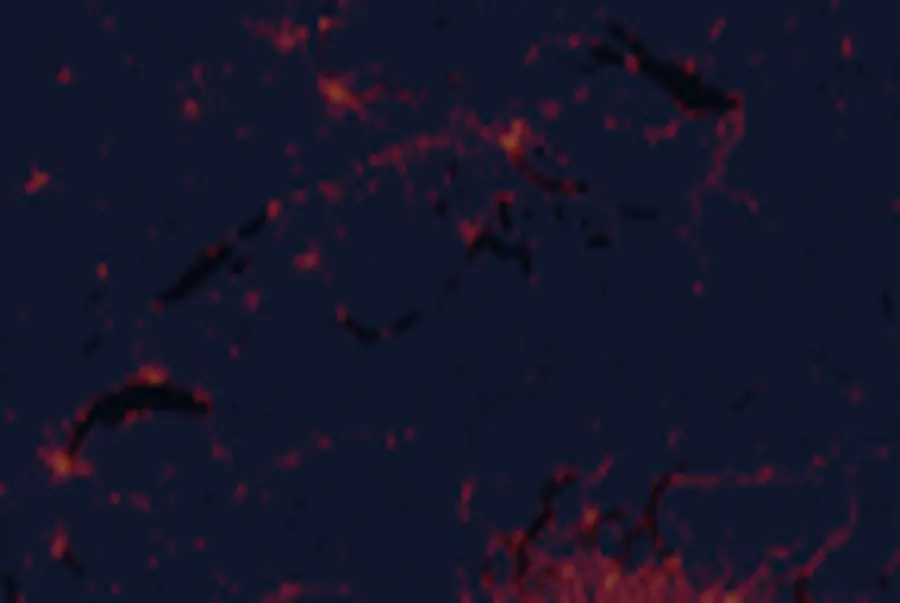 NASA satellite night-lights map of Switzerland with every place marked