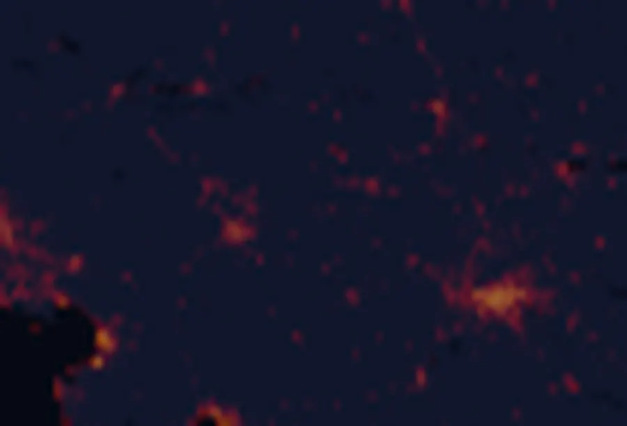 NASA satellite night-lights map of Slovenia with every place marked