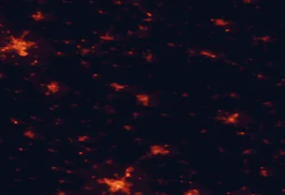 Satellite night-light map of the 50 km around Szentes, with Szeged, Kecskemét and Hódmezővásárhely marked