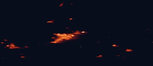 Satellite night-light map of the 50 km around Mosfellsbær, with Reykjavík, Kópavogur and Hafnarfjörður marked