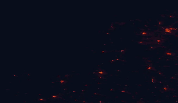 Satellite night-light map of the 100 km around Slieve League, with Derry, Sligo and Letterkenny marked