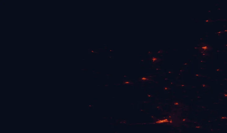 Satellite night-light map of the 100 km around Wild Nephin National Park, with Galway, Castlebar and Sligo marked