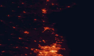 Satellite night-light map of the 50 km around Drogheda, with Dublin, Dundalk and Navan marked