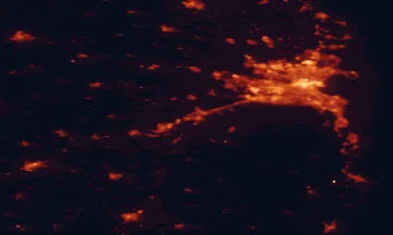 Satellite night-light map of the 50 km around Naas, with Dublin, Tallaght and Droichead Nua marked