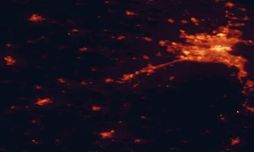 Satellite night-light map of the 50 km around Newbridge, with Dublin, Tallaght and Naas marked