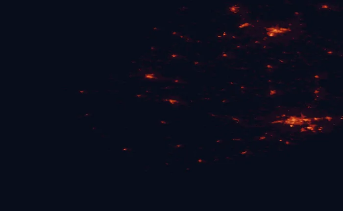 Satellite night-light map of the 100 km around Killarney National Park, with Cork, Limerick and Tralee marked