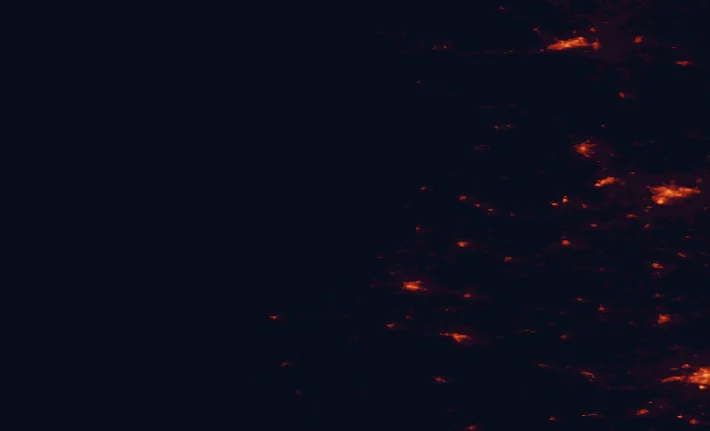 Satellite night-light map of the 100 km around Loop Head, with Limerick, Galway and Tralee marked