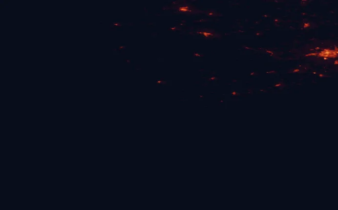 Satellite night-light map of the 100 km around Mizen Head, with Cork, Tralee and Killarney marked