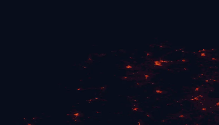 Satellite night-light map of the 100 km around Glenveagh National Park, with Derry, Letterkenny and Omagh marked