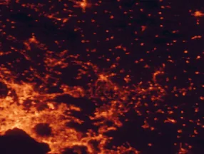 Satellite night-light map of the 50 km around Benevento, with Naples, Caserta and Avellino marked
