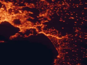 Satellite night-light map of the 50 km around Salerno, with Naples, Cava Dè Tirreni and Nocera Inferiore marked