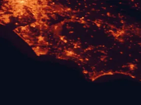 Satellite night-light map of the 50 km around Latina, with Rome, Aprilia and Nettuno marked