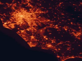 Satellite night-light map of the 50 km around Velletri, with Rome, Aprilia and Acilia-Castel Fusano-Ostia Antica marked