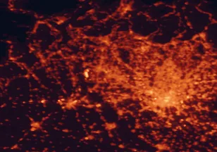 Satellite night-light map of the 50 km around Busto Arsizio, with Milan, Legnano and Gallarate marked