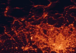 Satellite night-light map of the 50 km around Varese, with Milan, Como and Busto Arsizio marked