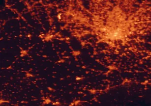 Satellite night-light map of the 50 km around Vigevano, with Milan, Novara and Monza marked