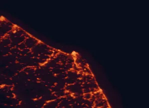 Satellite night-light map of the 50 km around Ancona, with Falconara Marittima, Jesi and Fano marked