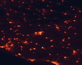 Satellite night-light map of the 50 km around Caltanissetta, with San Cataldo, Gela and Canicattì marked