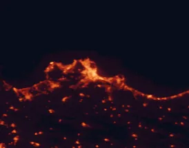 Satellite night-light map of the 50 km around Palermo, with Bagheria, Carini and Monreale marked