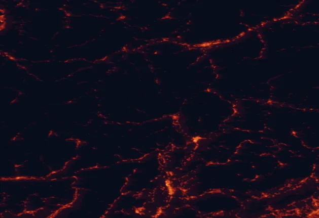 Satellite night-light map of the 100 km around Texelgruppe Nature Park, with Bolzano, Innsbruck and Merano marked
