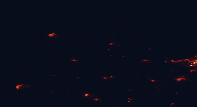Satellite night-light map of the 100 km around Abava Valley Nature Park, with Liepāja, Jūrmala and Jelgava marked