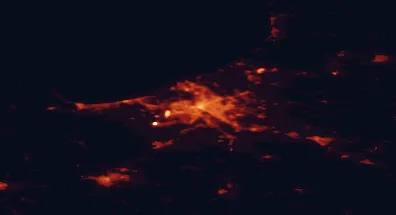 Satellite night-light map of the 50 km around Riga, with Jūrmala, Mārupe and Jelgava marked